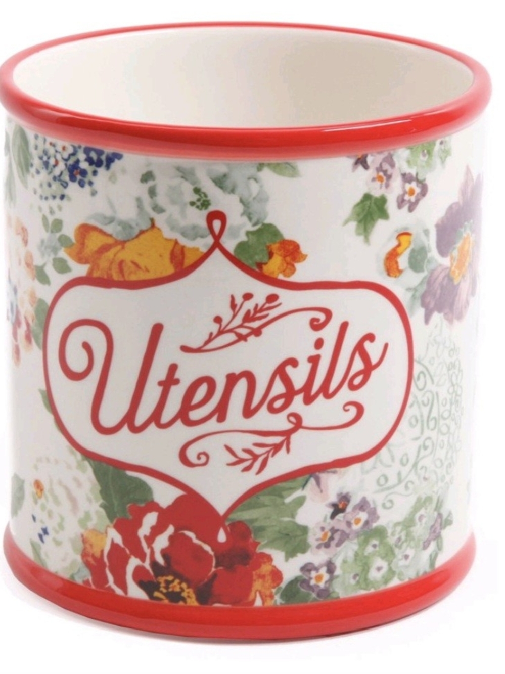 The Pioneer Woman Country Garden Stoneware Utensil Holder, 7 inch